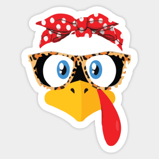 Funny Cute Happy Merry Thanksgiving turkey face Sticker